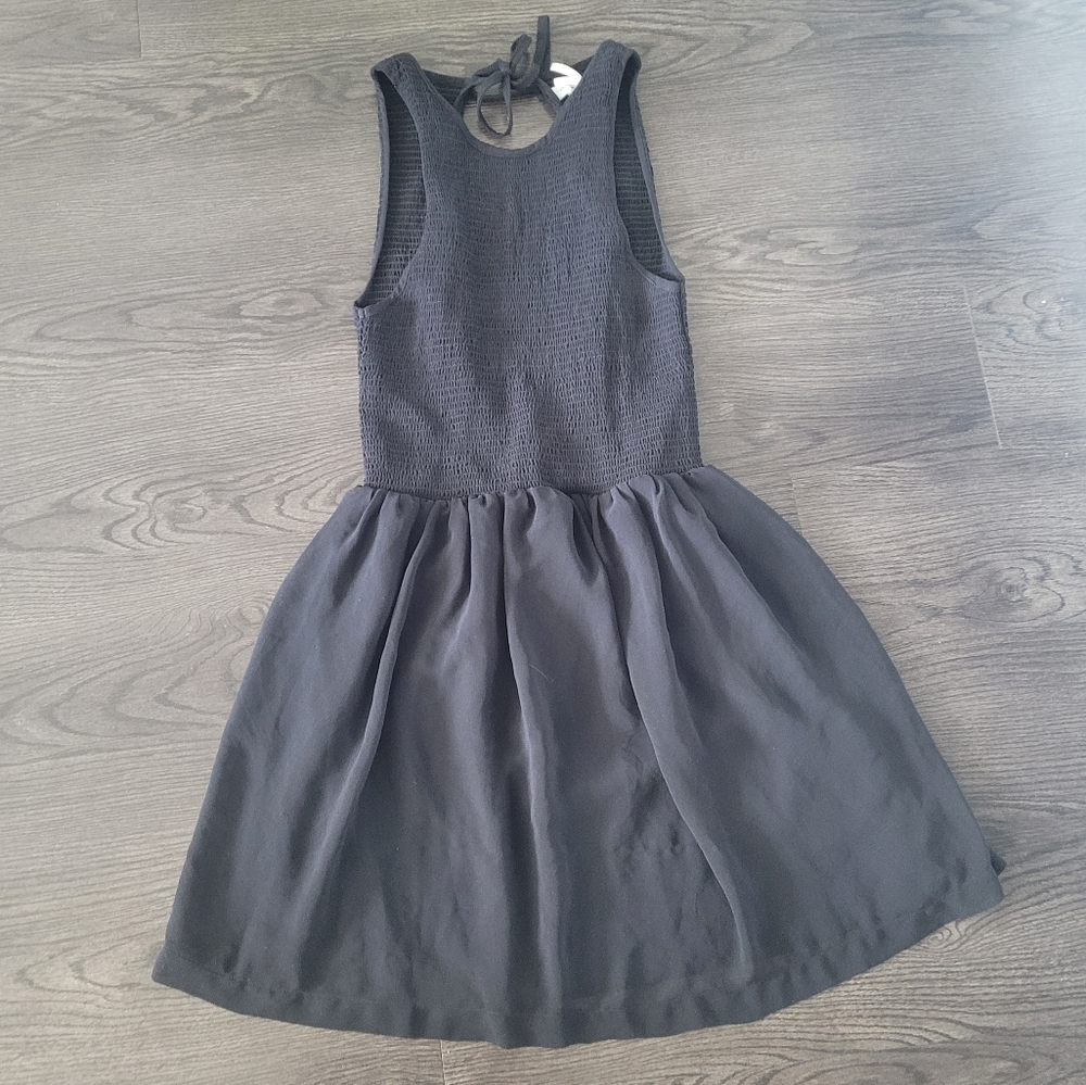 Kimchi Blue Open Back Black Sleeveless Dress Small Smocked